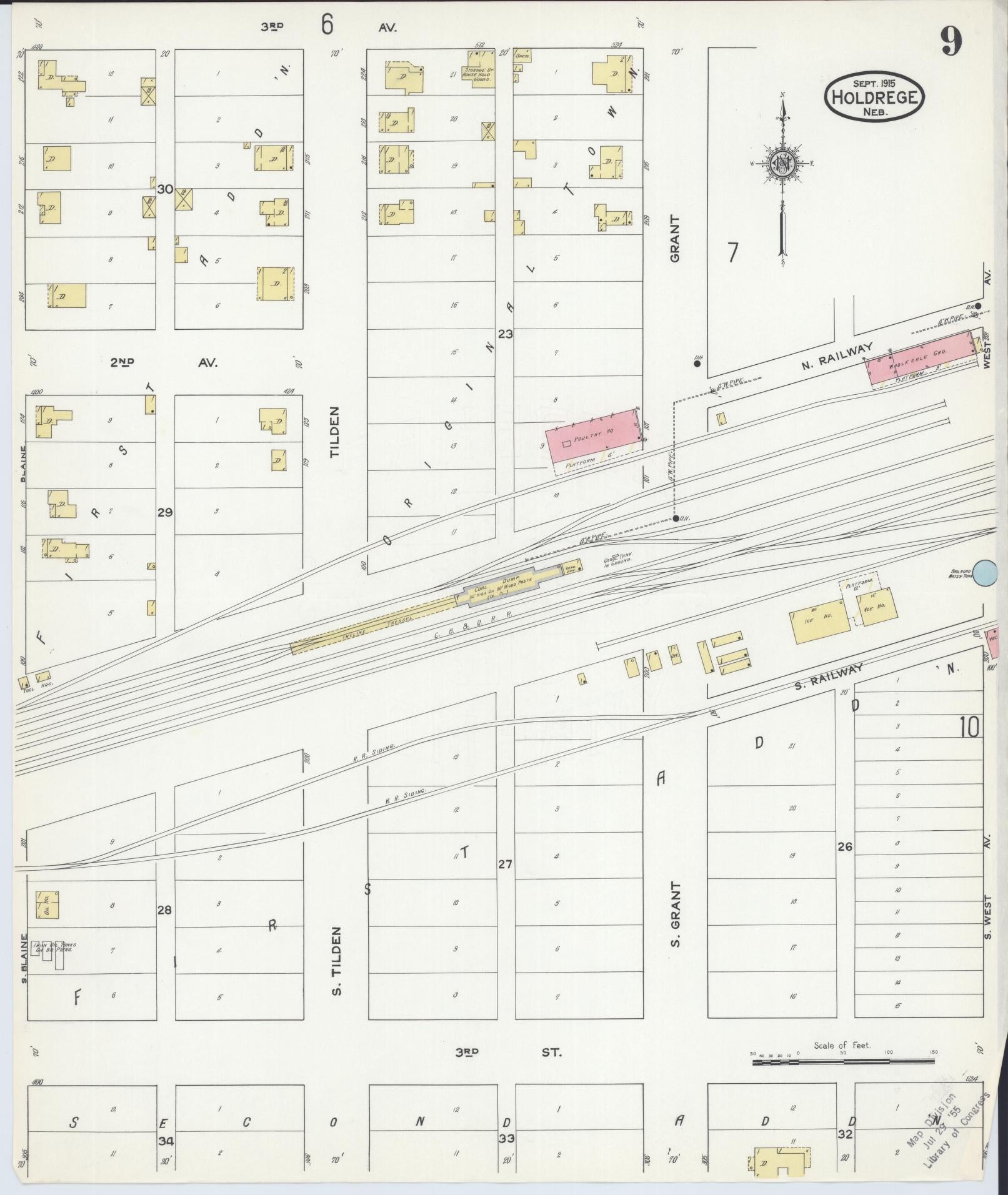 Sanborn Fire Insurance Map from Holdrege, Phelps County, Nebraska (1915), Sheet #0009 - Historic Sanborn Fire Insurance Map Print, vintage old map wall art, antique decor, genealogy gift, Nebraska Nebraska map