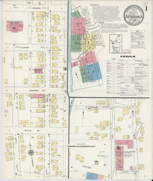 Sanborn Fire Insurance Map from Sistersville, Tyler County, West Virginia (1913), Sheet #0001 - Complete Map Set gallery image, historic Sanborn map, vintage wall art, West Virginia West Virginia
