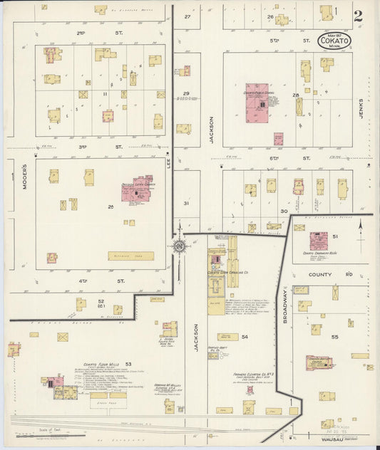 Sanborn Fire Insurance Map from Cokato, Wright County, Minnesota (1917), Sheet #0002 - Historic Sanborn Fire Insurance Map Print, vintage old map wall art, antique decor, genealogy gift, Minnesota Minnesota map
