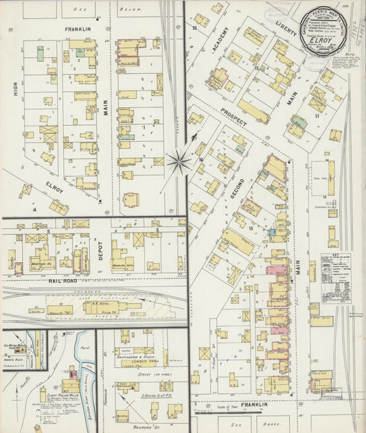 Sanborn Fire Insurance Map from Elroy, Juneau County, Wisconsin (1898), Sheet #0001 - Historic Sanborn Fire Insurance Map Print, vintage old map wall art, antique decor, genealogy gift, Wisconsin Wisconsin map