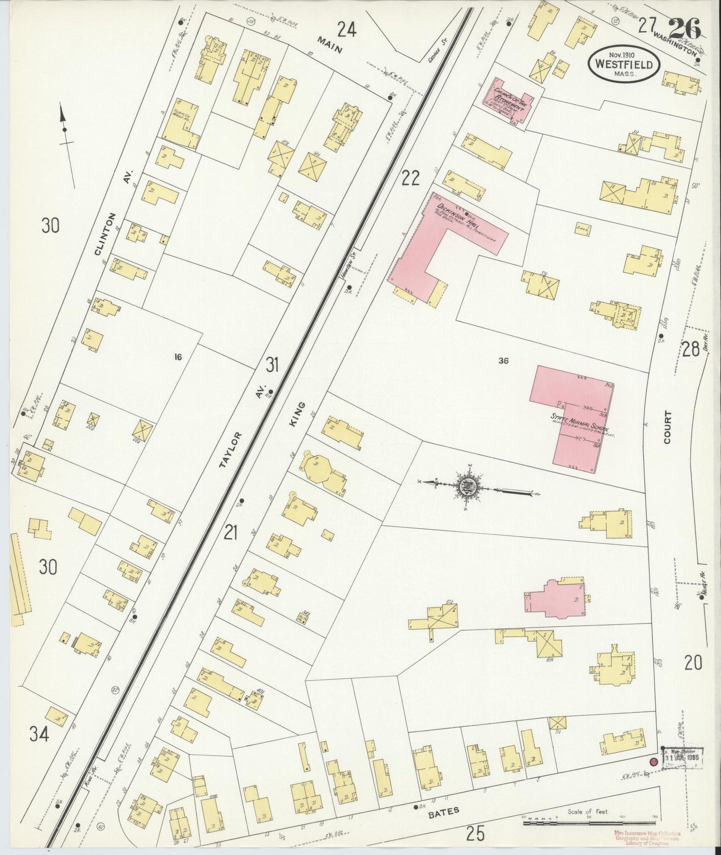 Sanborn Fire Insurance Map from Westfield, Hampden County, Massachusetts (1910), Sheet #0026 - Complete Map Set gallery image, historic Sanborn map, vintage wall art, Massachusetts Massachusetts