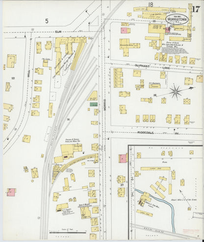 Sanborn Fire Insurance Map from Morristown, Morris County, New Jersey (1901), Sheet #0017 - Complete Map Set gallery image, historic Sanborn map, vintage wall art, New Jersey New Jersey