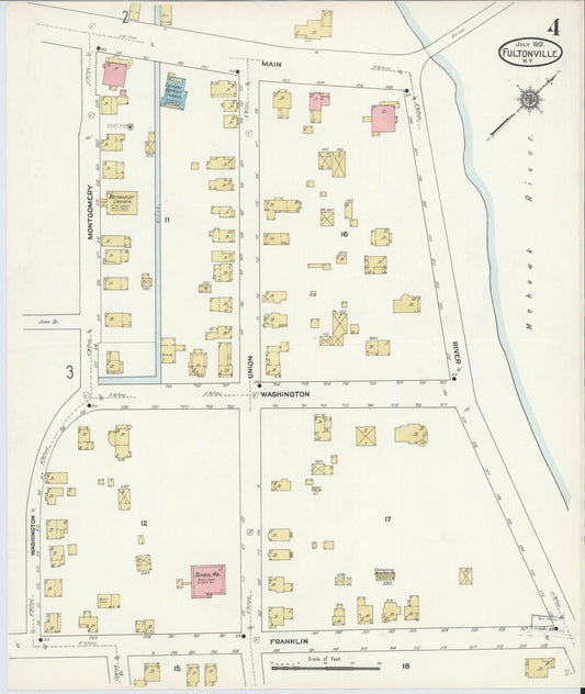 Sanborn Fire Insurance Map from Fultonville, Montgomery County, New York (1912), Sheet #0004 - Historic Sanborn Fire Insurance Map Print, vintage old map wall art, antique decor, genealogy gift, New York New York map