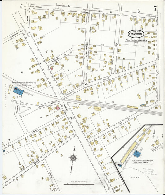 Sanborn Fire Insurance Map from Swanton, Franklin County, Vermont (1920), Sheet #0007 - Historic Sanborn Fire Insurance Map Print, vintage old map wall art, antique decor, genealogy gift, Vermont Vermont map