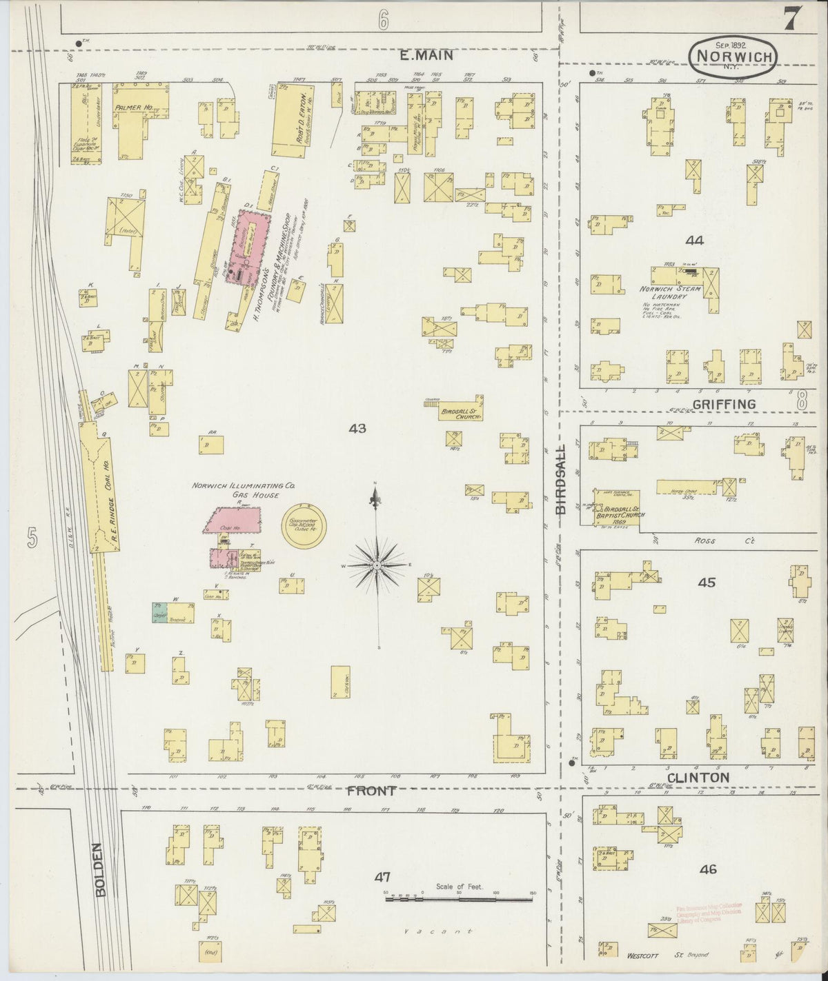 Sanborn Fire Insurance Map from Norwich, Chenango County, New York (1892), Sheet #0007 - Complete Map Set gallery image, historic Sanborn map, vintage wall art, New York New York