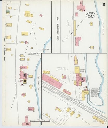 Sanborn Fire Insurance Map from Xenia, Greene County, Ohio (1901), Sheet #0016 - Historic Sanborn Fire Insurance Map Print, vintage old map wall art, antique decor, genealogy gift, Ohio Ohio map