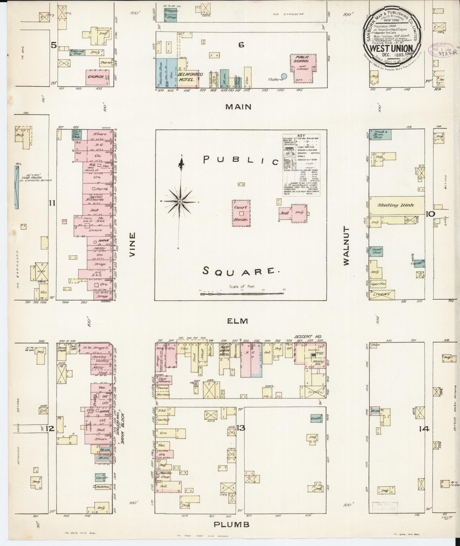 Sanborn Fire Insurance Map from West Union, Fayette County, Iowa. (1885) – Map View