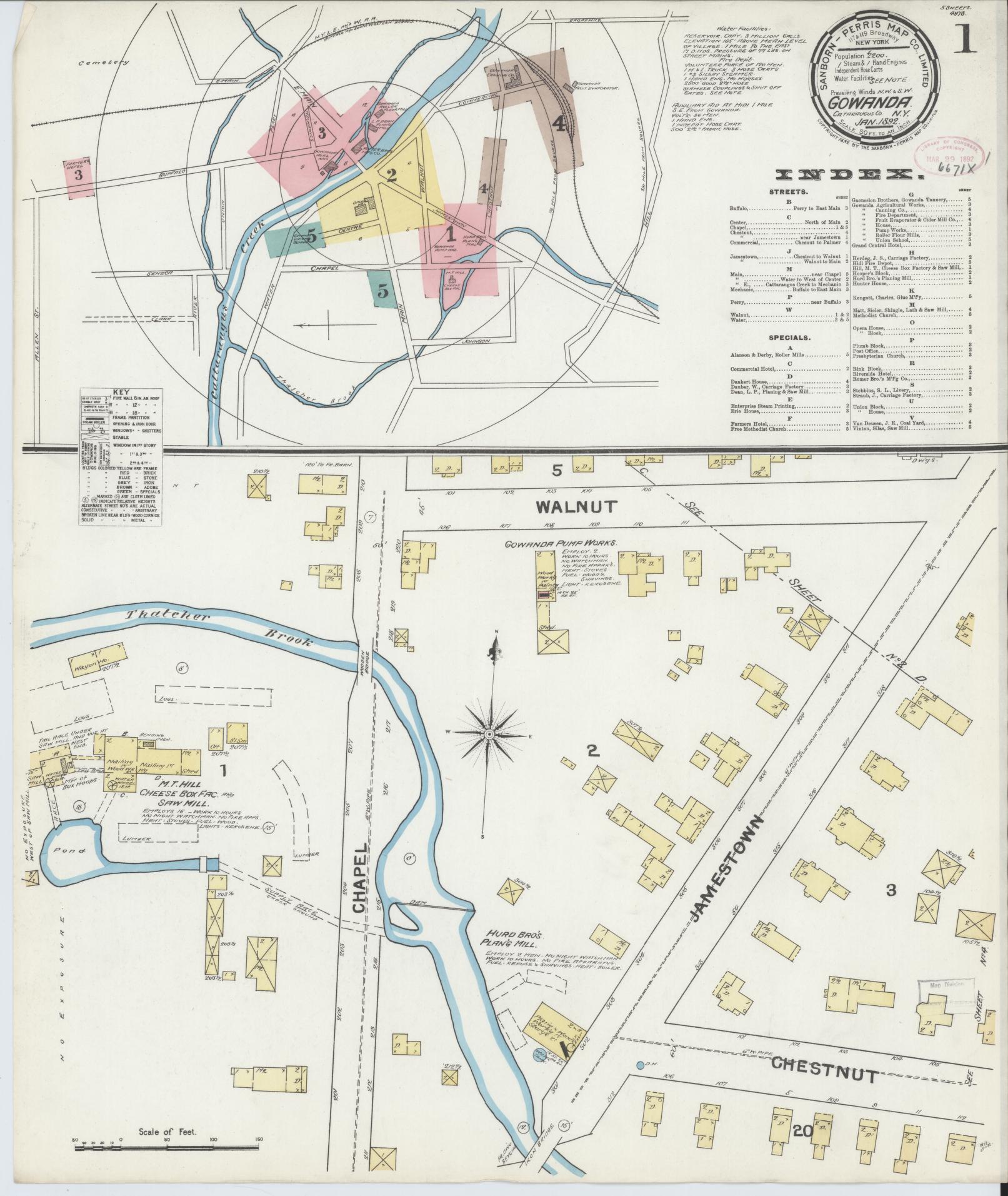 Sanborn Fire Insurance Map from Gowanda, Cattaraugus And Erie Counties, New York. (1892) – Historic Sanborn Fire Insurance Map Print
