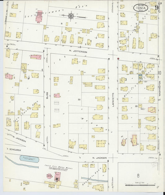 Sanborn Fire Insurance Map from Ionia, Ionia County, Michigan (1914), Sheet #0009 - Historic Sanborn Fire Insurance Map Print, vintage old map wall art, antique decor, genealogy gift, Michigan Michigan map