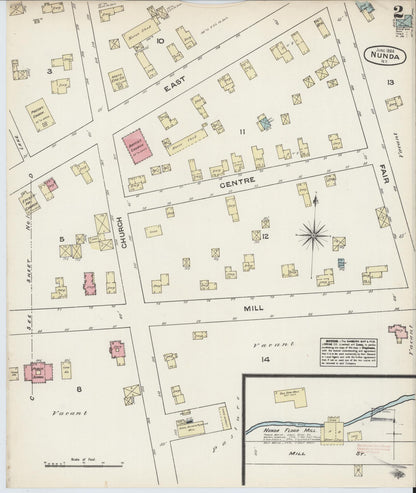 Sanborn Fire Insurance Map from Nunda, Livingston County, New York (1884), Sheet #0002 - Historic Sanborn Fire Insurance Map Print, vintage old map wall art, antique decor, genealogy gift, New York New York map
