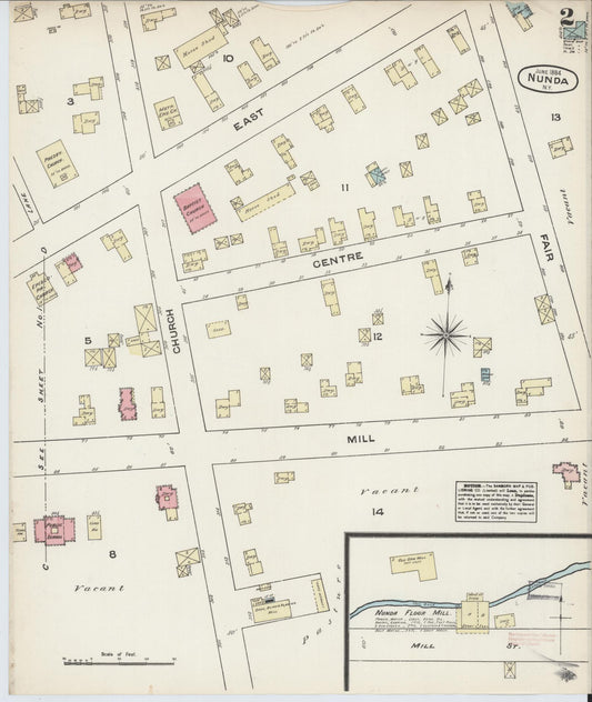 Sanborn Fire Insurance Map from Nunda, Livingston County, New York (1884), Sheet #0002 - Historic Sanborn Fire Insurance Map Print, vintage old map wall art, antique decor, genealogy gift, New York New York map