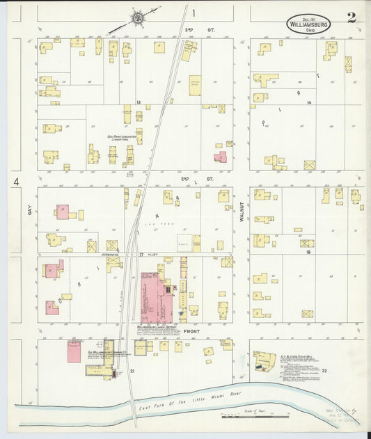 Sanborn Fire Insurance Map from Williamsburg, Clermont County, Ohio (1911), Sheet #0002 - Historic Sanborn Fire Insurance Map Print, vintage old map wall art, antique decor, genealogy gift, Ohio Ohio map