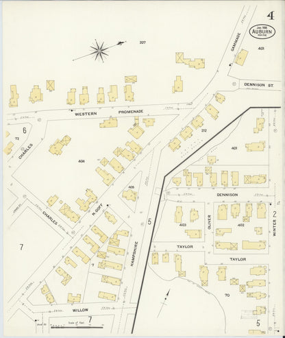 Sanborn Fire Insurance Map from Auburn, Androscoggin County, Maine (1908), Sheet #0004 - Complete Map Set gallery image, historic Sanborn map, vintage wall art, Maine Maine