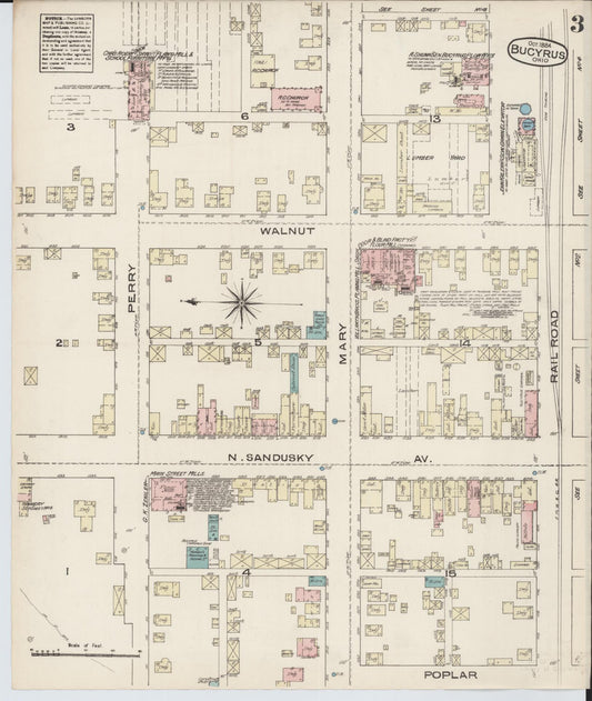 Sanborn Fire Insurance Map from Bucyrus, Crawford County, Ohio (1884), Sheet #0003 - Historic Sanborn Fire Insurance Map Print, vintage old map wall art, antique decor, genealogy gift, Ohio Ohio map