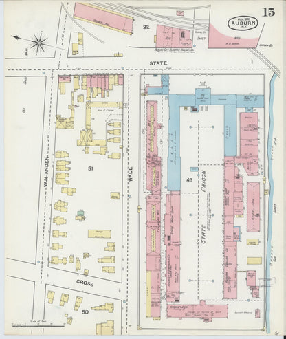 Sanborn Fire Insurance Map from Auburn, Cayuga County, New York (1892), Sheet #0015 - Complete Map Set gallery image, historic Sanborn map, vintage wall art, New York New York