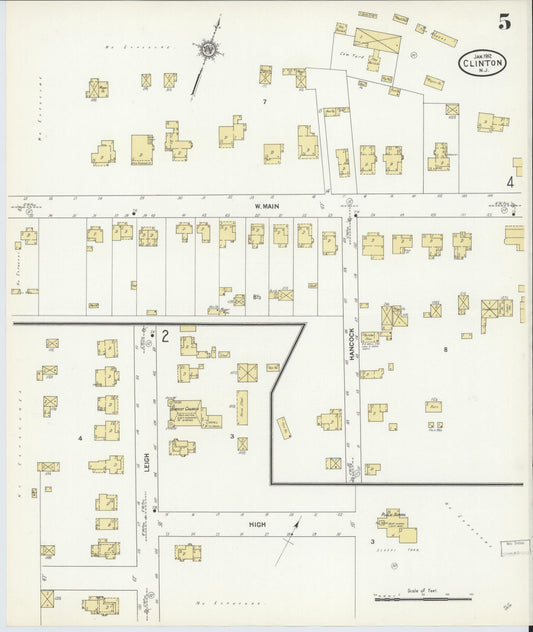 Sanborn Fire Insurance Map from Clinton, Hunterdon County, New Jersey (1912), Sheet #0005 - Historic Sanborn Fire Insurance Map Print, vintage old map wall art, antique decor, genealogy gift, New Jersey New Jersey map