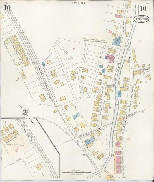 Sanborn Fire Insurance Map from Leechburg, Armstrong County, Pennsylvania (1943), Sheet #0010 - Historic Sanborn Fire Insurance Map Print, vintage old map wall art, antique decor, genealogy gift, Pennsylvania Pennsylvania map