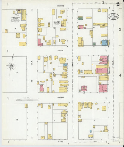 Sanborn Fire Insurance Map from Cullman, Cullman County, Alabama (1900), Sheet #0002 - Complete Map Set gallery image, historic Sanborn map, vintage wall art, Alabama Alabama