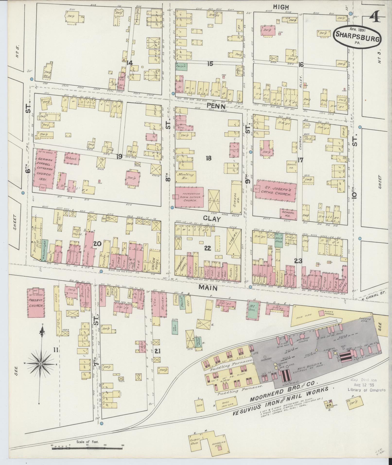 Sanborn Fire Insurance Map from Sharpsburg, Allegheny County, Pennsylvania (1891), Sheet #0004 - Complete Map Set gallery image, historic Sanborn map, vintage wall art, Pennsylvania Pennsylvania