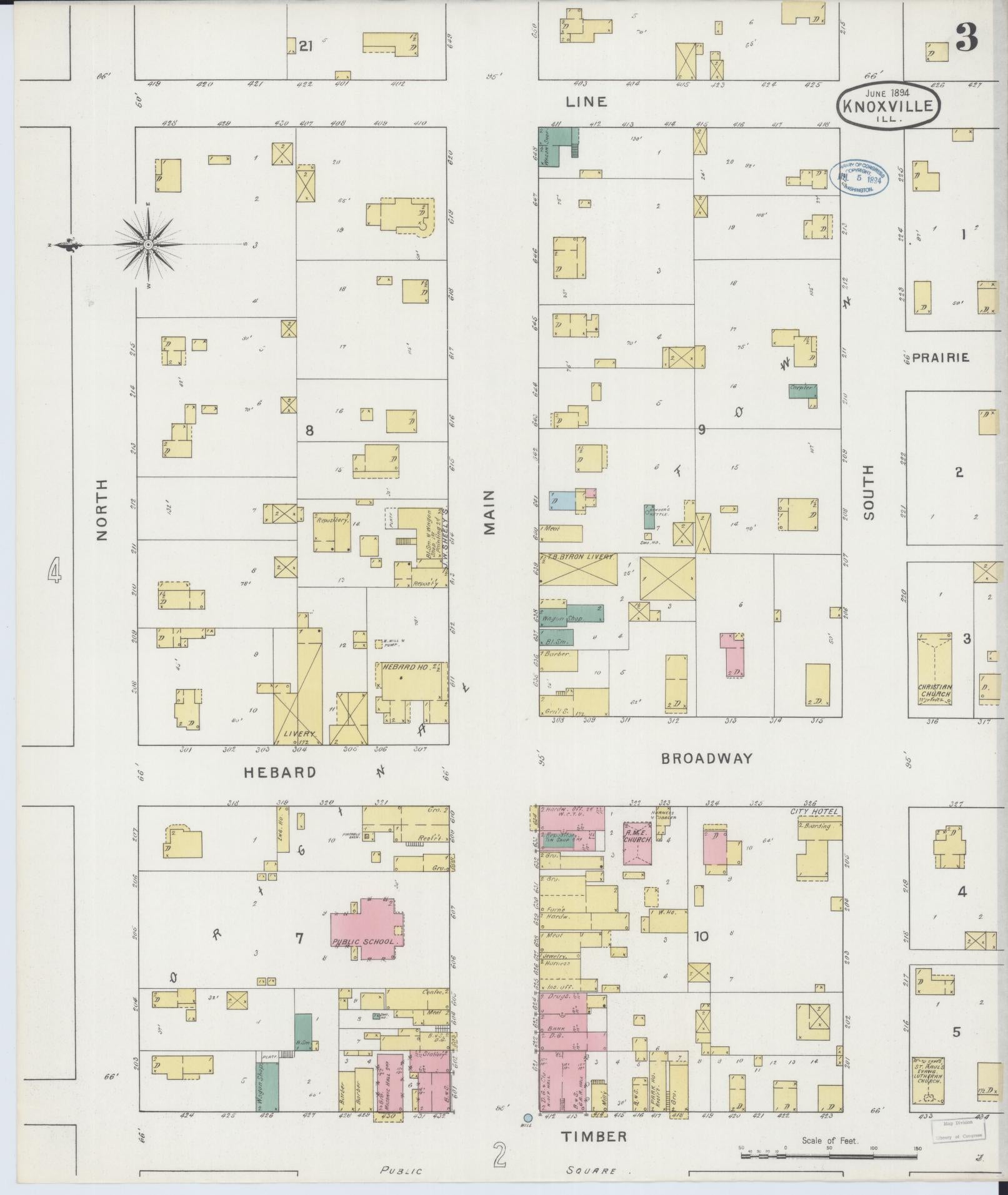 Sanborn Fire Insurance Map from Knoxville, Knox County, Illinois (1894), Sheet #0003 - Complete Map Set gallery image, historic Sanborn map, vintage wall art, Illinois Illinois