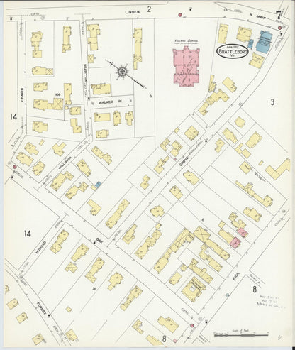 Sanborn Fire Insurance Map from Brattleboro, Windham County, Vermont (1912), Sheet #0007 - Complete Map Set gallery image, historic Sanborn map, vintage wall art, Vermont Vermont