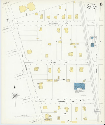 Sanborn Fire Insurance Map from Mineola, Nassau County, New York (1908), Sheet #0006 - Complete Map Set gallery image, historic Sanborn map, vintage wall art, New York New York
