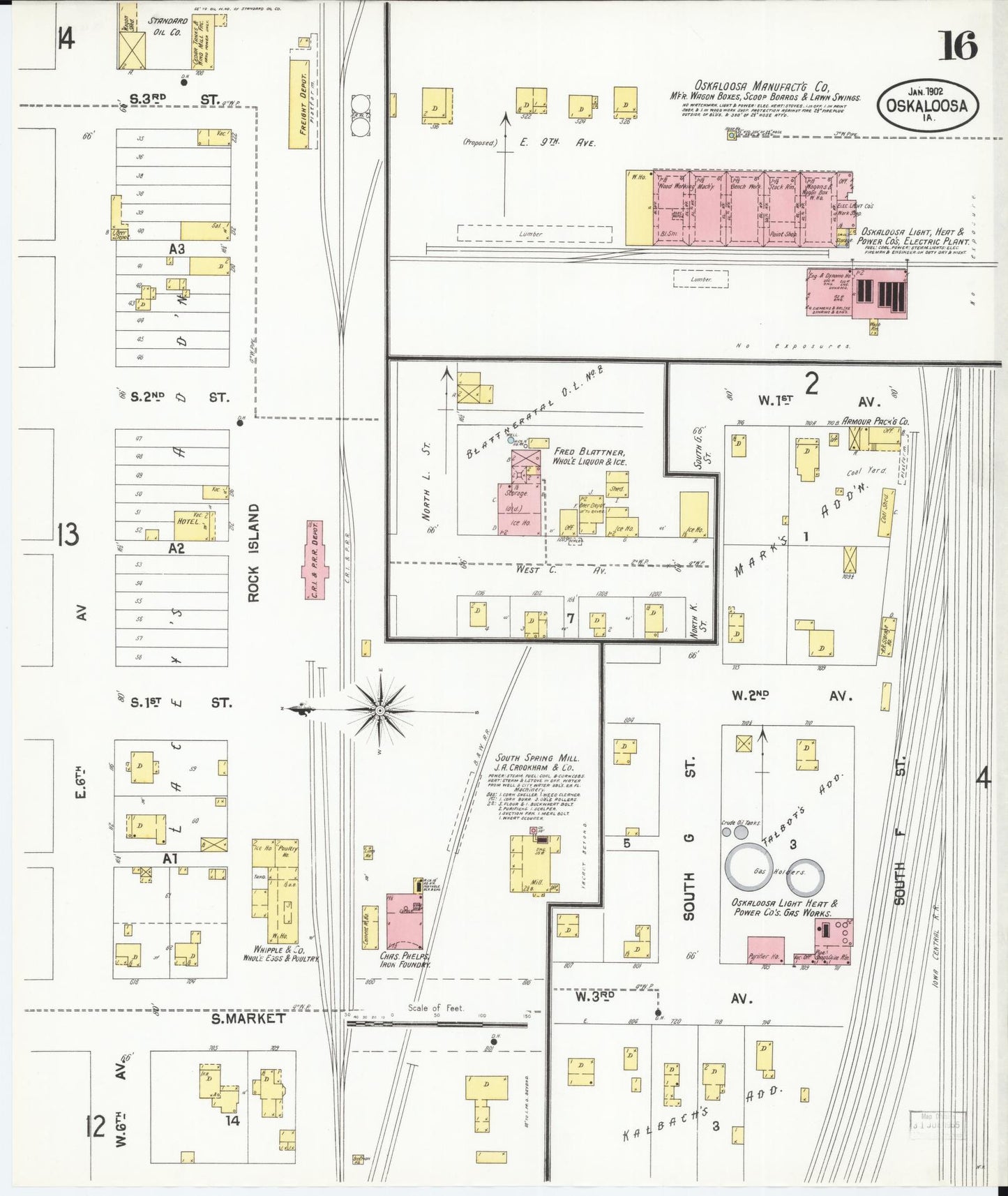 Sanborn Fire Insurance Map from Oskaloosa, Mahaska County, Iowa (1902), Sheet #0016 - Historic Sanborn Fire Insurance Map Print