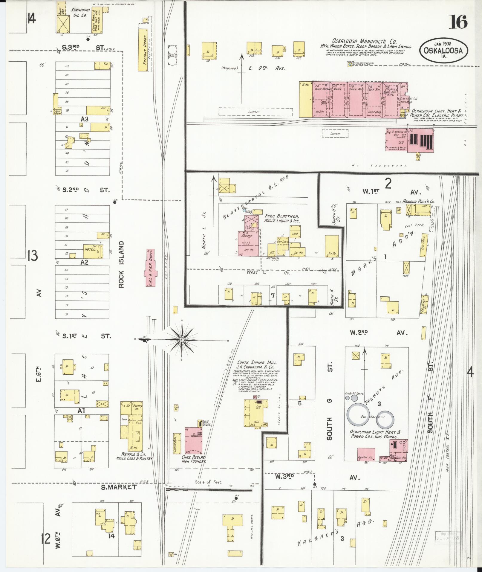 Sanborn Fire Insurance Map from Oskaloosa, Mahaska County, Iowa (1902), Sheet #0016 - Historic Sanborn Fire Insurance Map Print