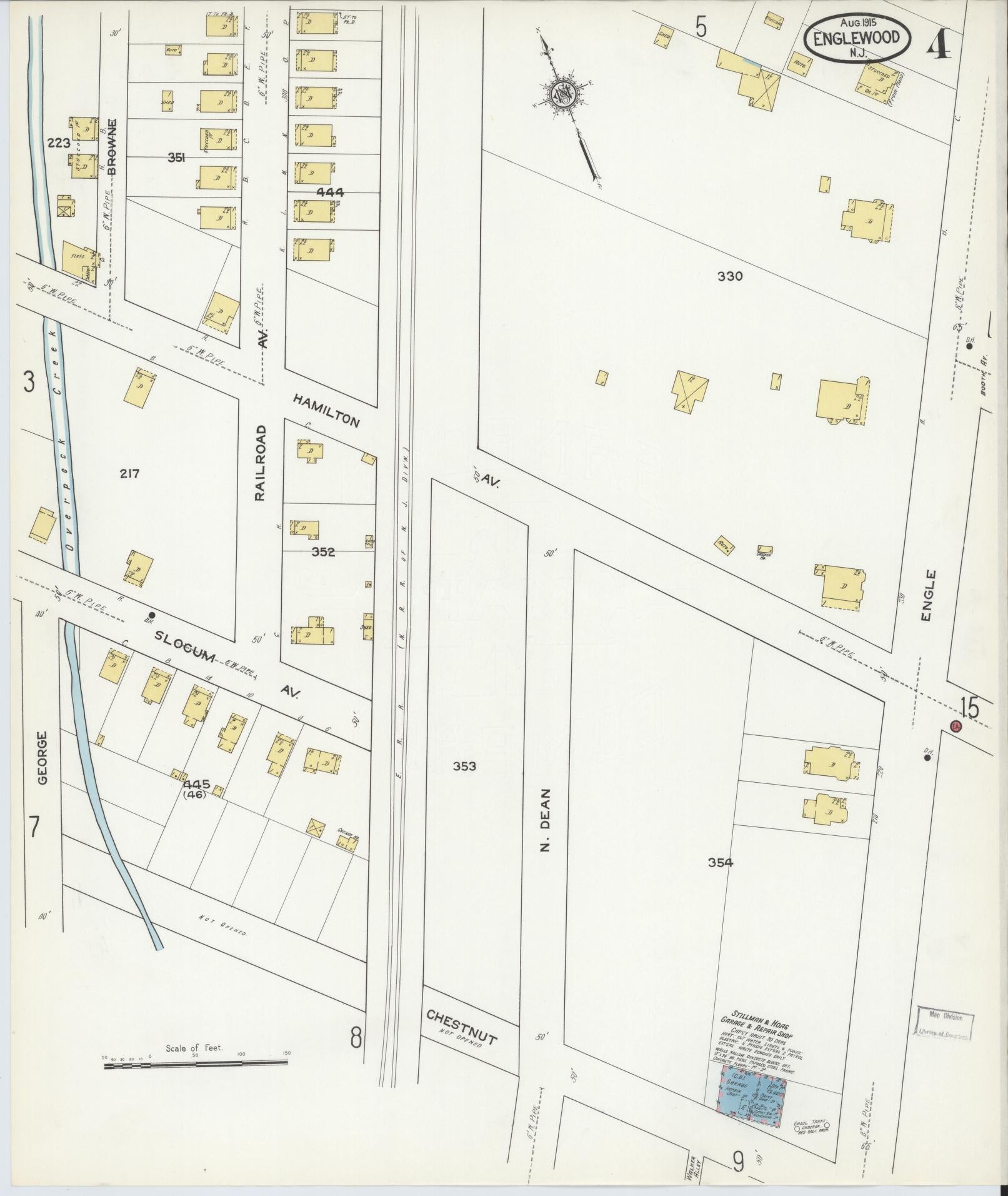 Sanborn Fire Insurance Map from Englewood, Bergen County, New Jersey (1915), Sheet #0004 - Complete Map Set gallery image, historic Sanborn map, vintage wall art, New Jersey New Jersey