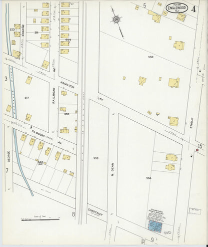Sanborn Fire Insurance Map from Englewood, Bergen County, New Jersey (1915), Sheet #0004 - Complete Map Set gallery image, historic Sanborn map, vintage wall art, New Jersey New Jersey
