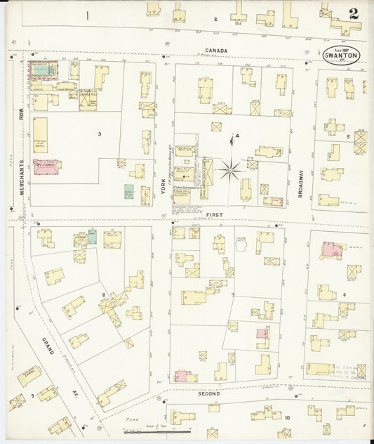 Sanborn Fire Insurance Map from Swanton, Franklin County, Vermont (1897), Sheet #0002 - Historic Sanborn Fire Insurance Map Print, vintage old map wall art, antique decor, genealogy gift, Vermont Vermont map