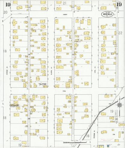 Sanborn Fire Insurance Map from Roseville, Placer County, California (1925), Sheet #0019 - Complete Map Set gallery image, historic Sanborn map, vintage wall art, California California