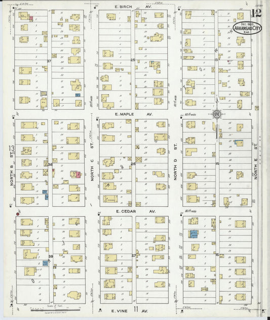Sanborn Fire Insurance Map from Arkansas City, Cowley County, Kansas (1920), Sheet #0012 - Historic Sanborn Fire Insurance Map Print, vintage old map wall art, antique decor, genealogy gift, Kansas Kansas map