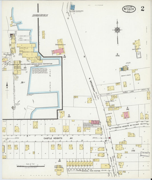 Sanborn Fire Insurance Map from Nyack, Rockland County, New York (1919), Sheet #0002 - Complete Map Set gallery image, historic Sanborn map, vintage wall art, New York New York