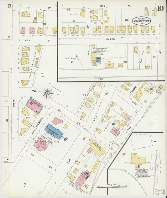 Sanborn Fire Insurance Map from Logansport, Cass County, Indiana (1906), Sheet #0010 - Historic Sanborn Fire Insurance Map Print, vintage old map wall art, antique decor, genealogy gift, Indiana Indiana map