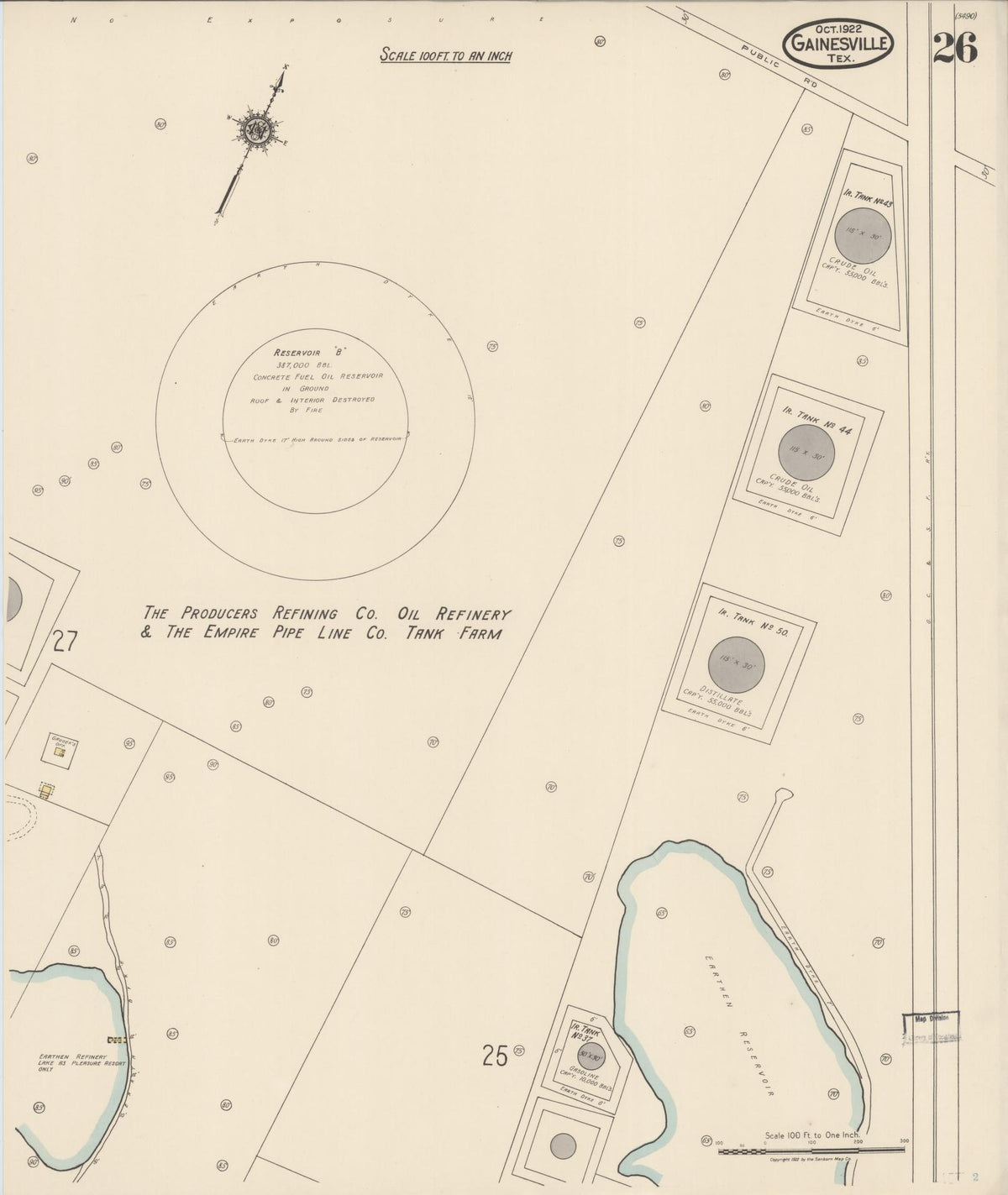 Sanborn Fire Insurance Map from Gainesville, Cooke County, Texas (1922), Sheet #0026 - Complete Map Set gallery image, historic Sanborn map, vintage wall art, Texas Texas
