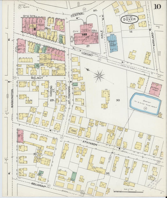 Sanborn Fire Insurance Map from Dover, Strafford County, New Hampshire (1892), Sheet #0010 - Historic Sanborn Fire Insurance Map Print, vintage old map wall art, antique decor, genealogy gift, New Hampshire New Hampshire map