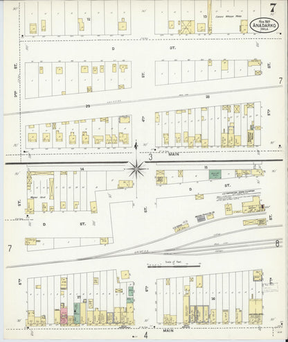 Sanborn Fire Insurance Map from Anadarko, Caddo County, Oklahoma (1907), Sheet #0007 - Complete Map Set gallery image, historic Sanborn map, vintage wall art, Oklahoma Oklahoma