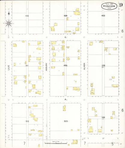 Sanborn Fire Insurance Map from Moscow, Latah County, Idaho (1896), Sheet #0009 - Complete Map Set gallery image, historic Sanborn map, vintage wall art, Idaho Idaho