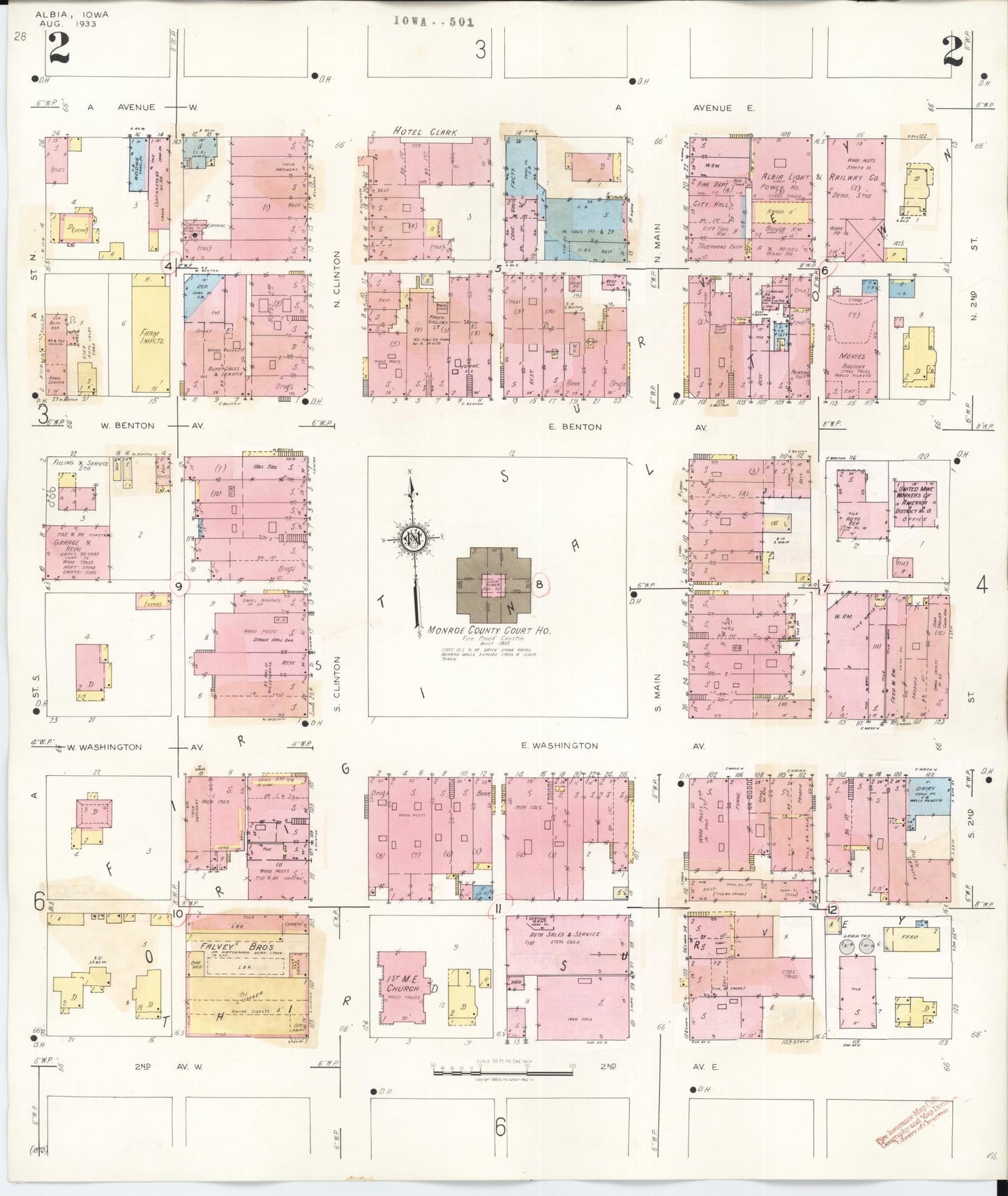 Sanborn Fire Insurance Map from Albia, Monroe County, Iowa (1947), Sheet #0002 - Historic Sanborn Fire Insurance Map Print