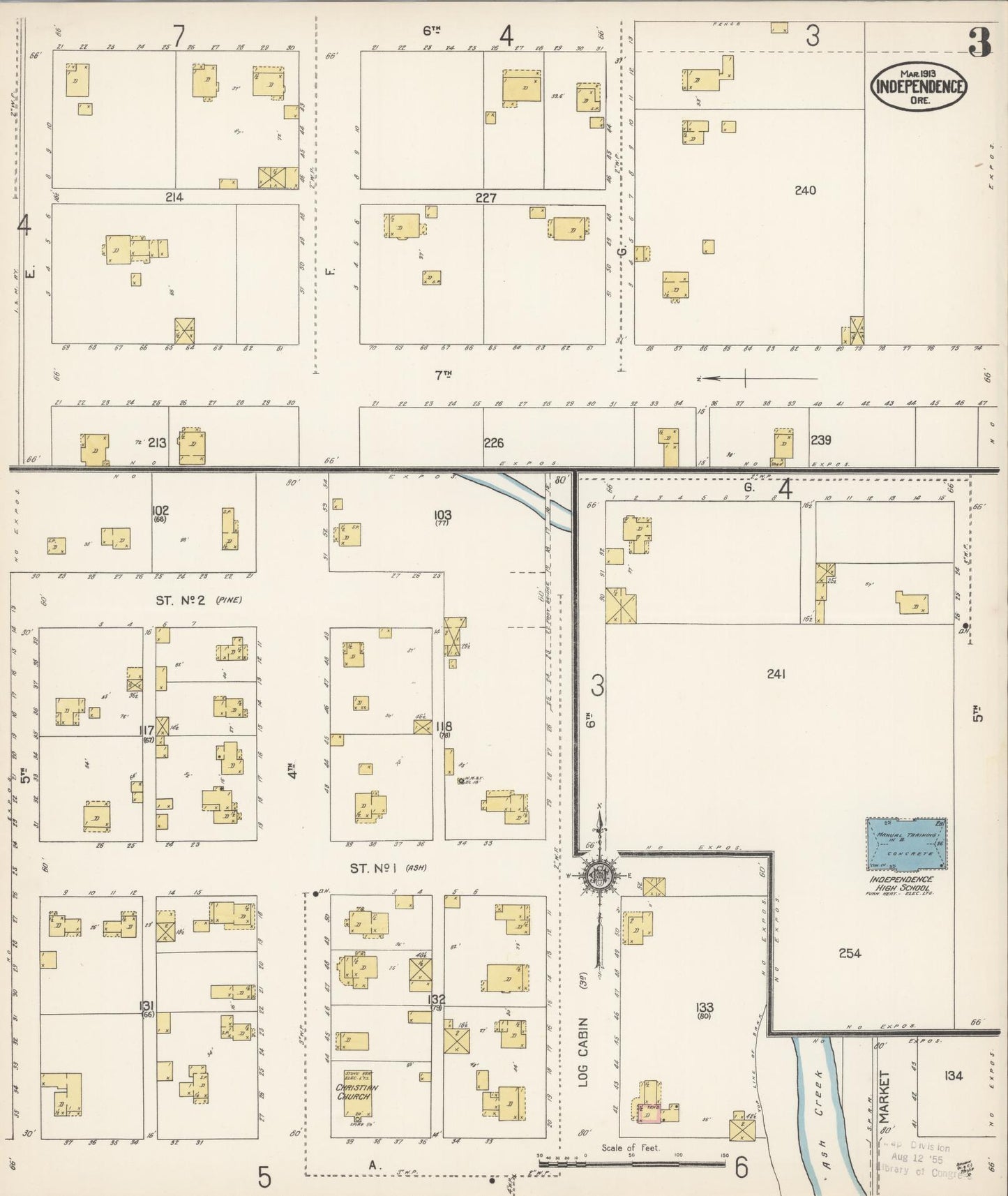 Sanborn Fire Insurance Map from Independence, Polk County, Oregon (1913), Sheet #0003 - Historic Sanborn Fire Insurance Map Print, vintage old map wall art, antique decor, genealogy gift, Oregon Oregon map