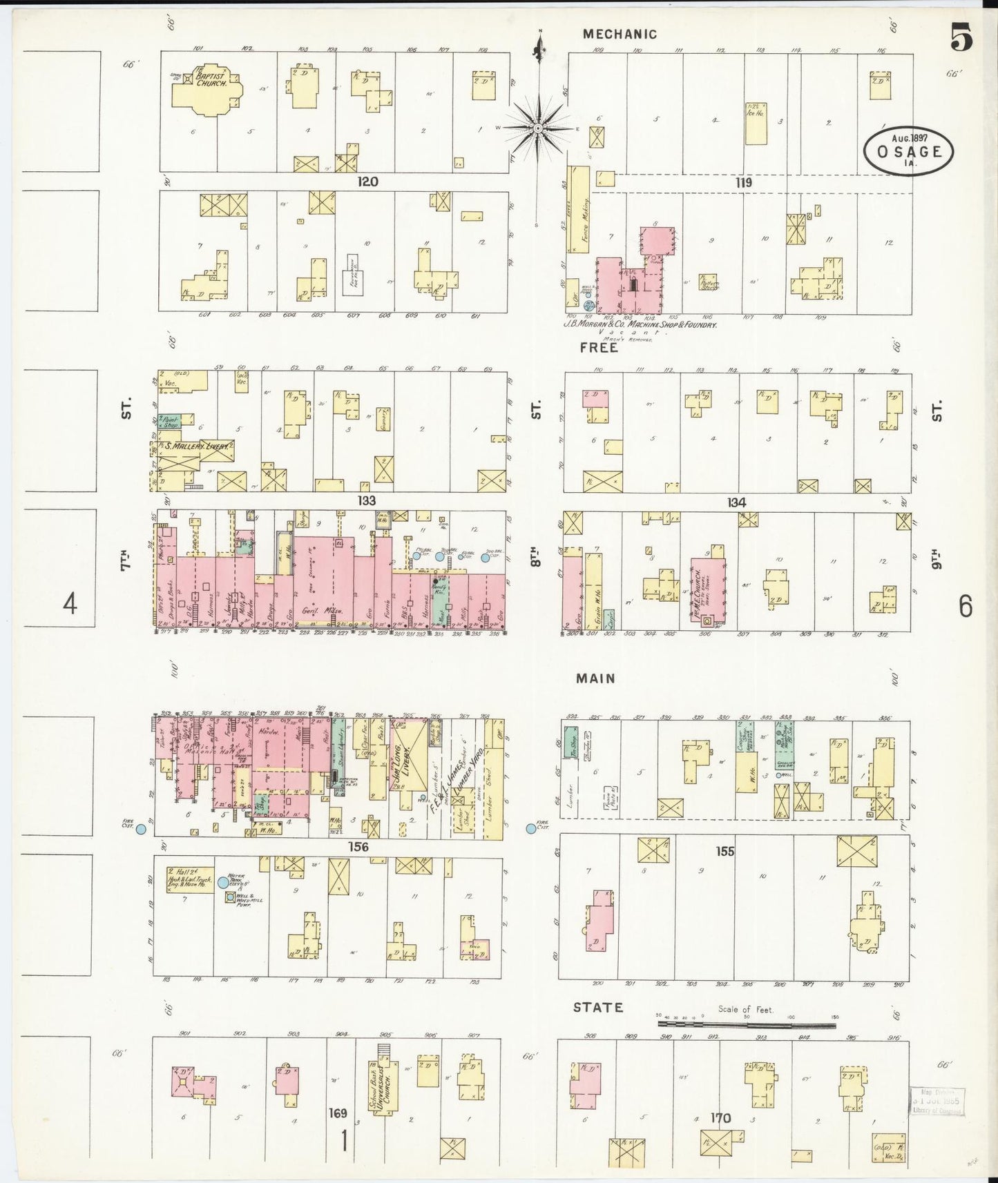Sanborn Fire Insurance Map from Osage, Mitchell County, Iowa (1897), Sheet #0005 - Historic Sanborn Fire Insurance Map Print