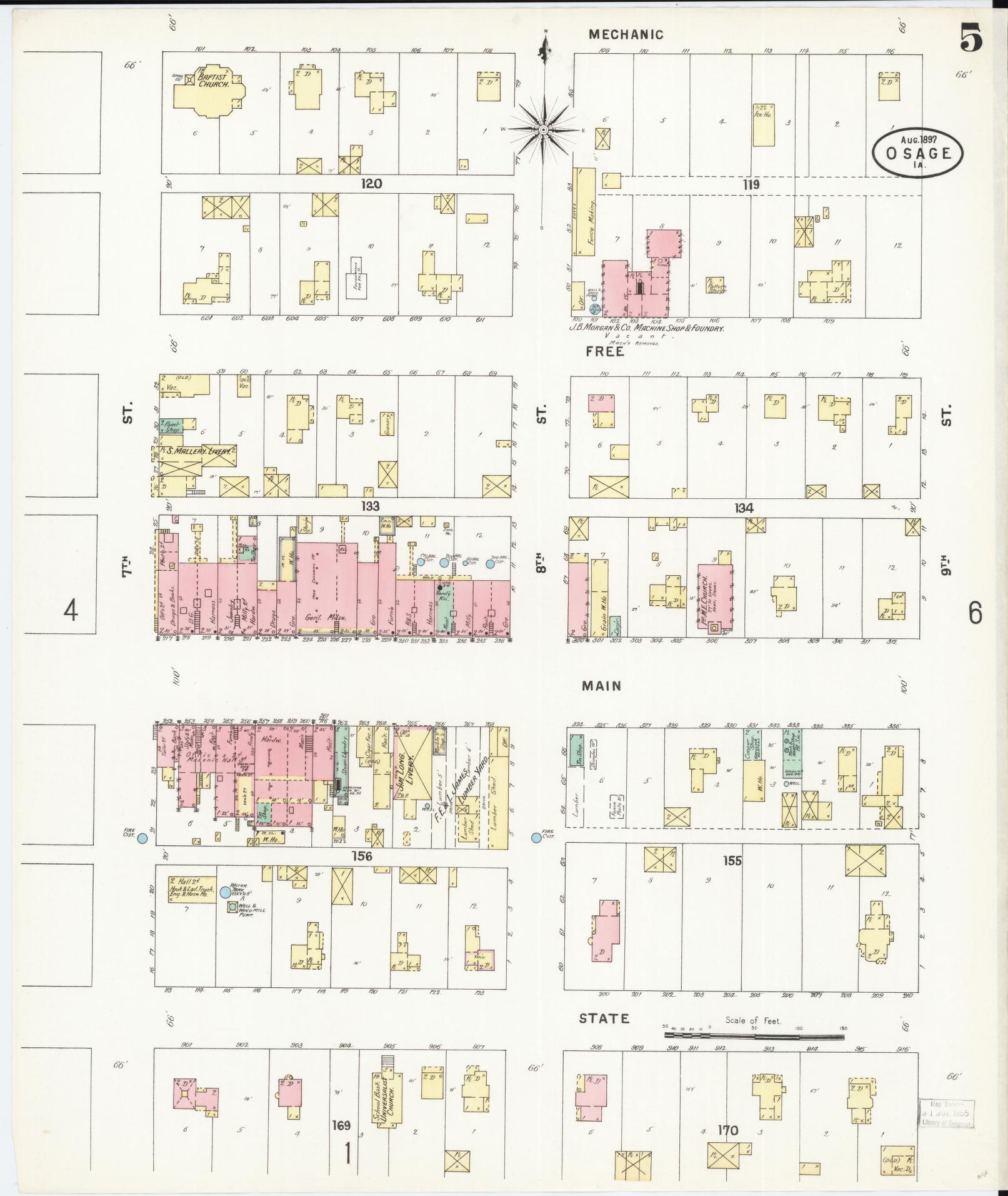Sanborn Fire Insurance Map from Osage, Mitchell County, Iowa (1897), Sheet #0005 - Historic Sanborn Fire Insurance Map Print