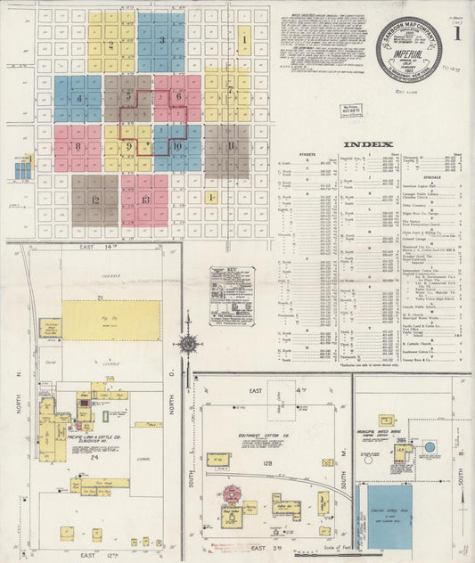 Sanborn Fire Insurance Map from Imperial, Imperial County, California (1922), Sheet #0001 - Complete Map Set gallery image, historic Sanborn map, vintage wall art, California California