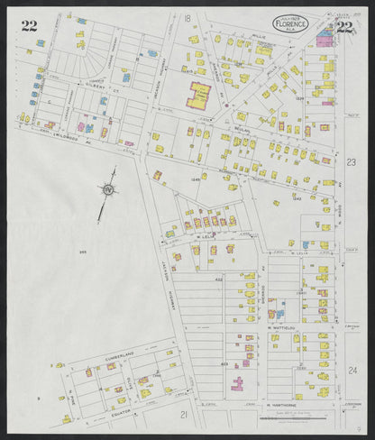 Sanborn Fire Insurance Map from Florence, Lauderdale County, Alabama (1928), Sheet #0022 - Complete Map Set gallery image, historic Sanborn map, vintage wall art, Alabama Alabama