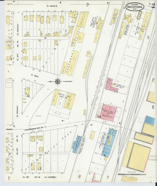 Sanborn Fire Insurance Map from Watertown, Codington County, South Dakota (1910), Sheet #0002 - Historic Sanborn Fire Insurance Map Print, vintage old map wall art, antique decor, genealogy gift, South Dakota South Dakota map