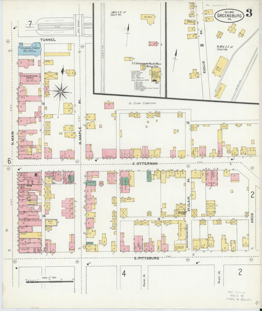 Sanborn Fire Insurance Map from Greensburg, Westmoreland County, Pennsylvania (1903), Sheet #0003 - Historic Sanborn Fire Insurance Map Print, vintage old map wall art, antique decor, genealogy gift, Pennsylvania Pennsylvania map