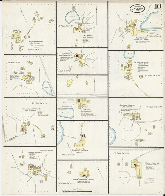 Sanborn Fire Insurance Map from Galena, Cherokee County, Kansas (1897), Sheet #0010 - Historic Sanborn Fire Insurance Map Print, vintage old map wall art, antique decor, genealogy gift, Kansas Kansas map