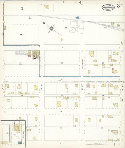 Sanborn Fire Insurance Map from Medford, Jackson County, Oregon (1898), Sheet #0003 - Complete Map Set gallery image, historic Sanborn map, vintage wall art, Oregon Oregon