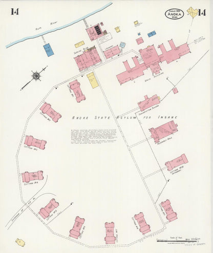 Sanborn Fire Insurance Map from Anoka, Anoka County, Minnesota (1925), Sheet #0014 - Complete Map Set gallery image, historic Sanborn map, vintage wall art, Minnesota Minnesota